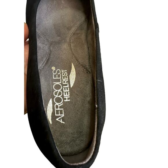 Aerosoles Heelrest Black Suede Round Toe Comfort Stacked 3" Heel sz 5.5 NWOT - Picture 6 of 13